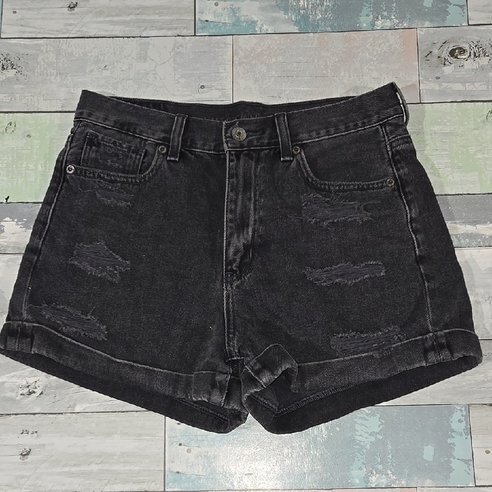 American Eagle A&E Black "Mom Short" Jean Shorts Sz 2